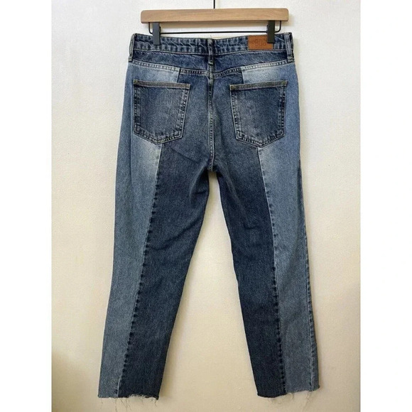 BDG Jessye Spliced Two Tone Distressed Button Fly Slim Straight Jeans 28 - Picture 10 of 15